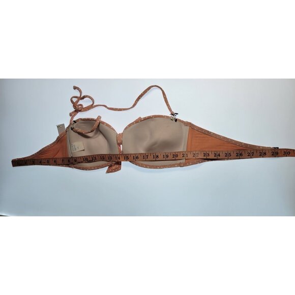 Robin Piccone Bikini Swim Top Strappless Bottom Mid Rise Sz M Pink Polka Dot - Picture 7 of 8